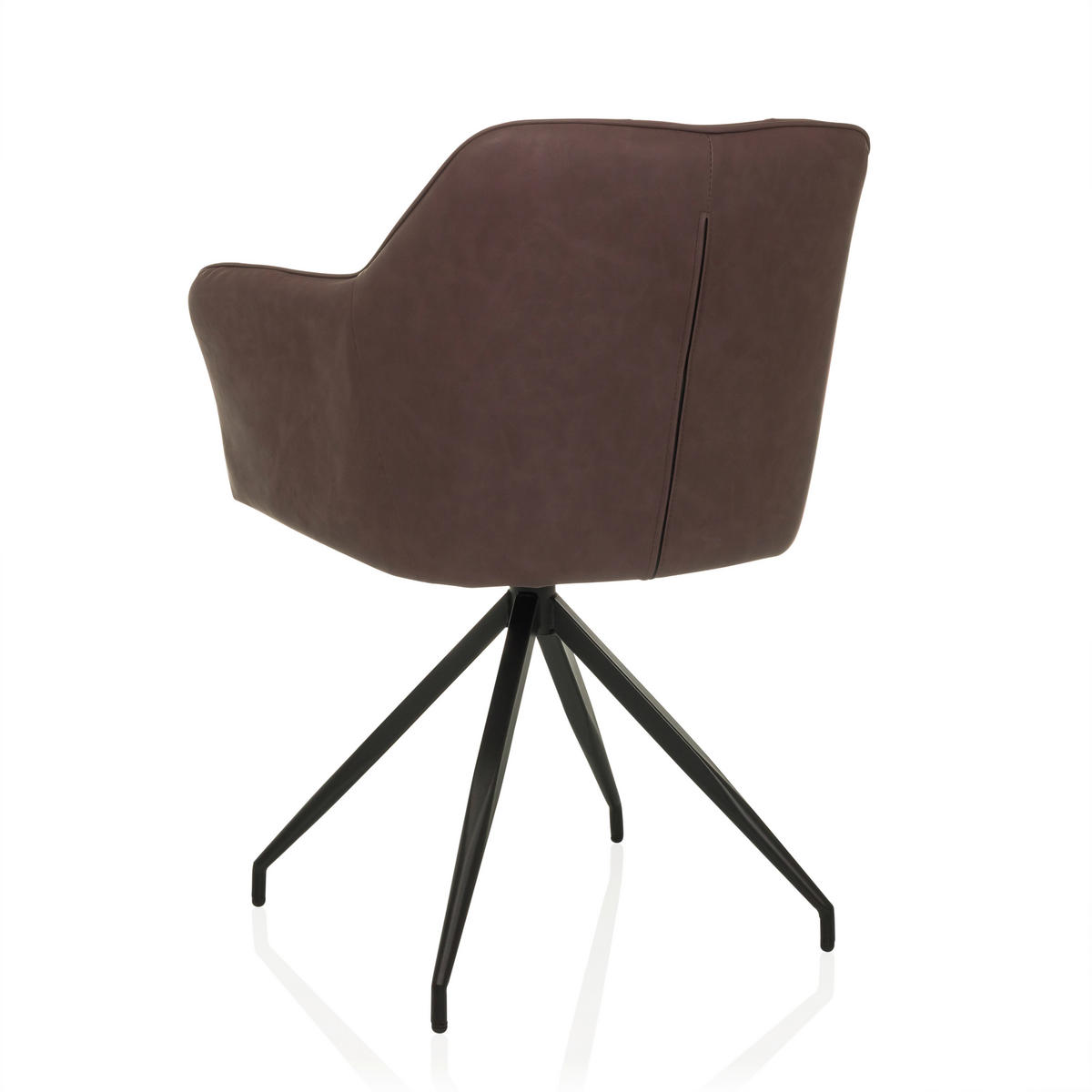 ARMLEHNSTUHL  in Lederlook  - Dunkelbraun/Schwarz, MODERN, Leder/Metall (61/90/56cm) - MID.YOU