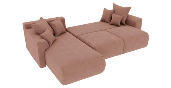 ECKSOFA Taupe Lederlook - Taupe/Chromfarben, KONVENTIONELL, Kunststoff/Textil (195/293cm) - Carryhome