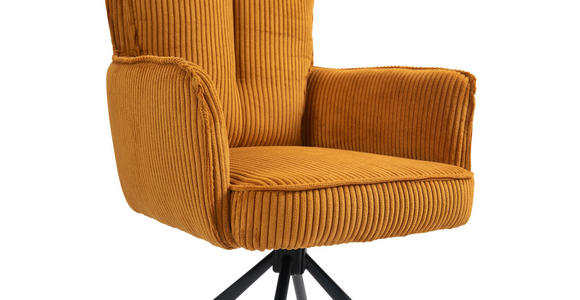 ARMLEHNSTUHL in Eisen Cord - Currygelb/Schwarz, Design, Textil/Metall (62/95/67cm) - Novel