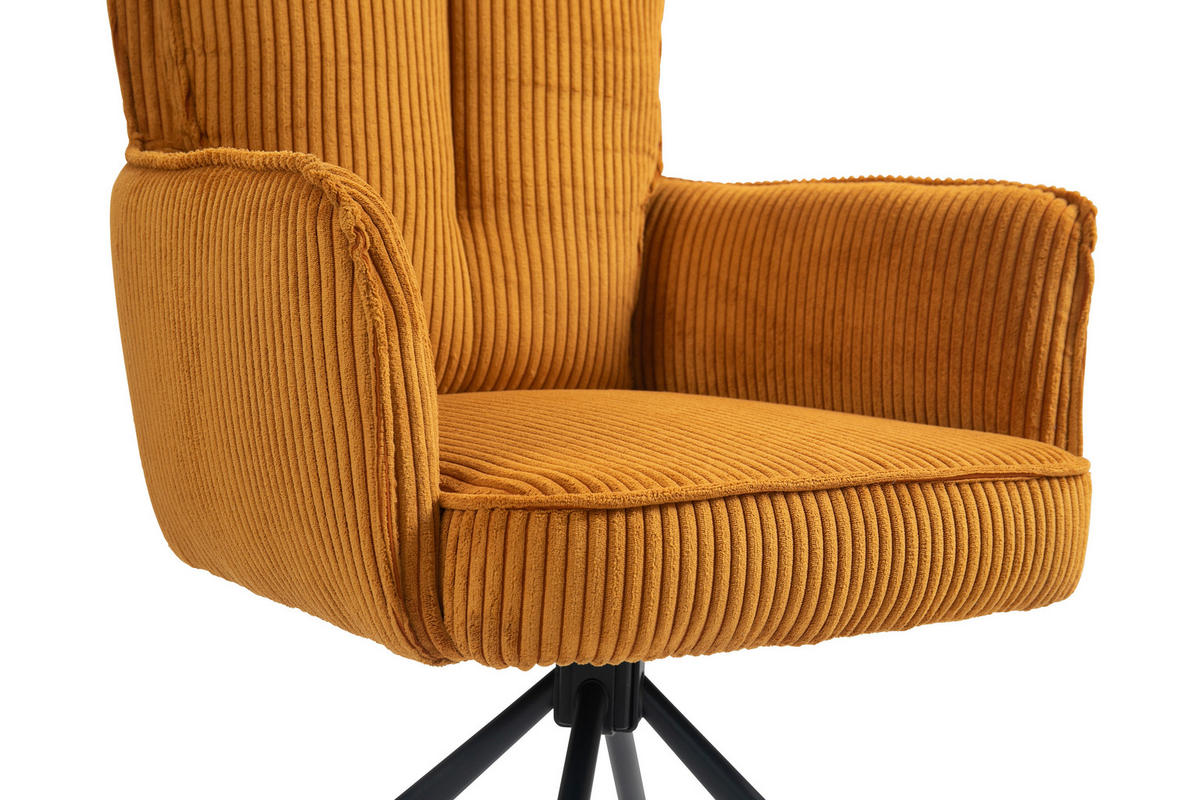 ARMLEHNSTUHL  in Eisen Cord  - Currygelb/Schwarz, Design, Textil/Metall (62/95/67cm) - Novel