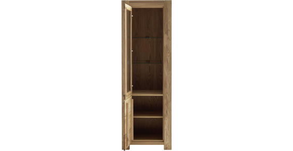 VITRINE in massiv Wildeiche Wildeiche - Wildeiche/Schwarz, Natur, Glas/Holz (65/199/45cm) - Carryhome