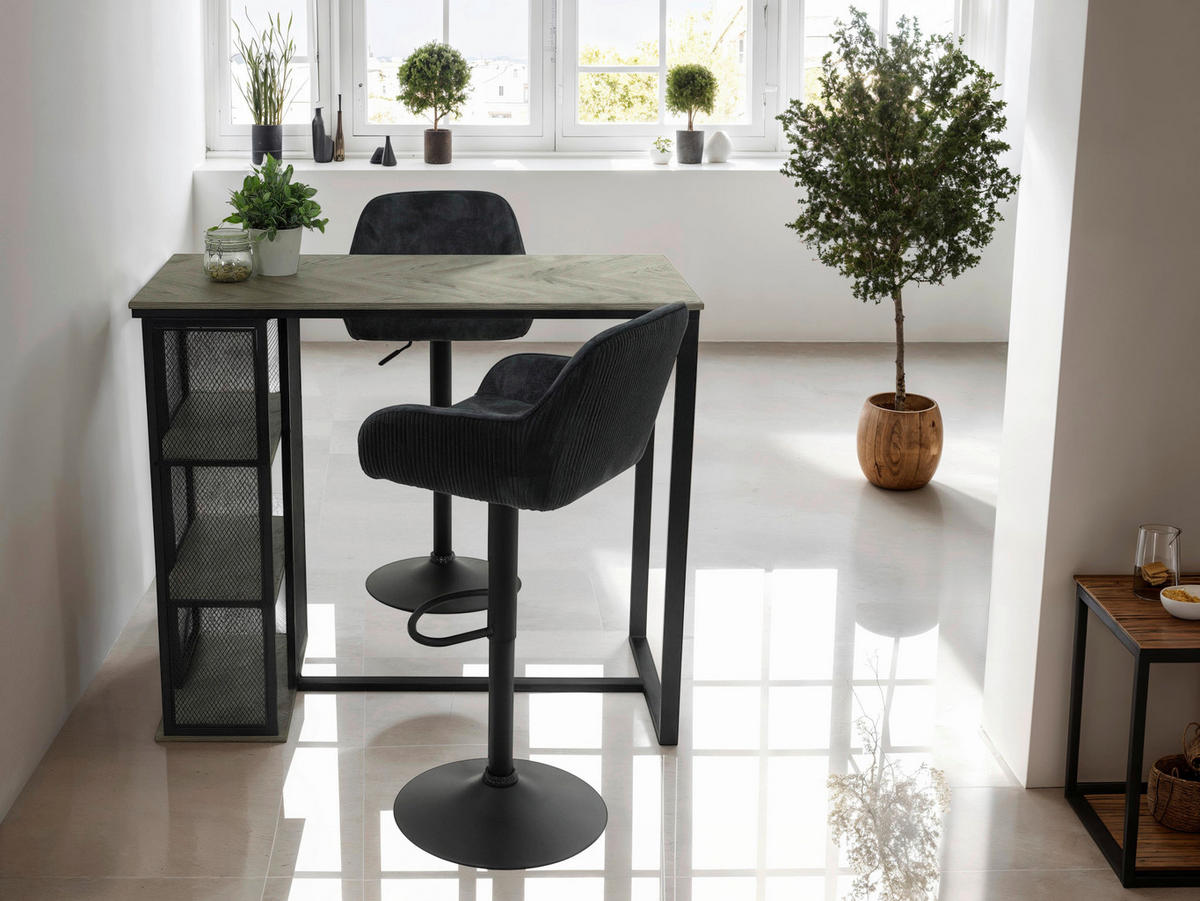 BARTISCH in Metall, Holzwerkstoff 120/102,5/60 cm   - Schwarz/Grau, MODERN, Holzwerkstoff/Metall (120/102,5/60cm) - P & B
