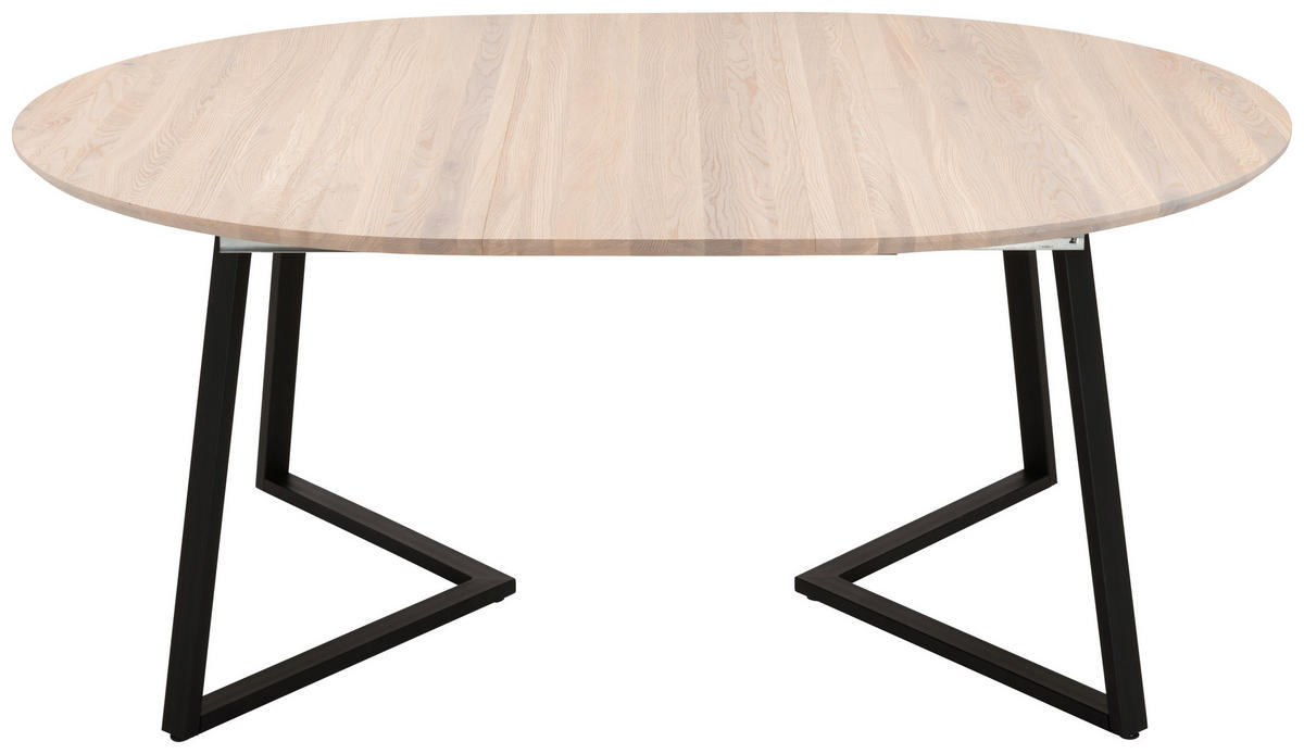 MATBORD svart, vit, ekfärgad rund  utdragbar, finns i olika storlekar  - vit/svart, Klassisk, metall/trä (160cm) - Dieter Knoll