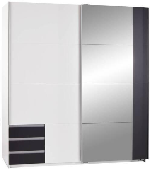 SCHWEBETÜRENSCHRANK 180/198/64 cm 2-türig Graphitfarben, Weiß  - Graphitfarben/Alufarben, MODERN, Holzwerkstoff/Kunststoff (180/198/64cm) - MID.YOU