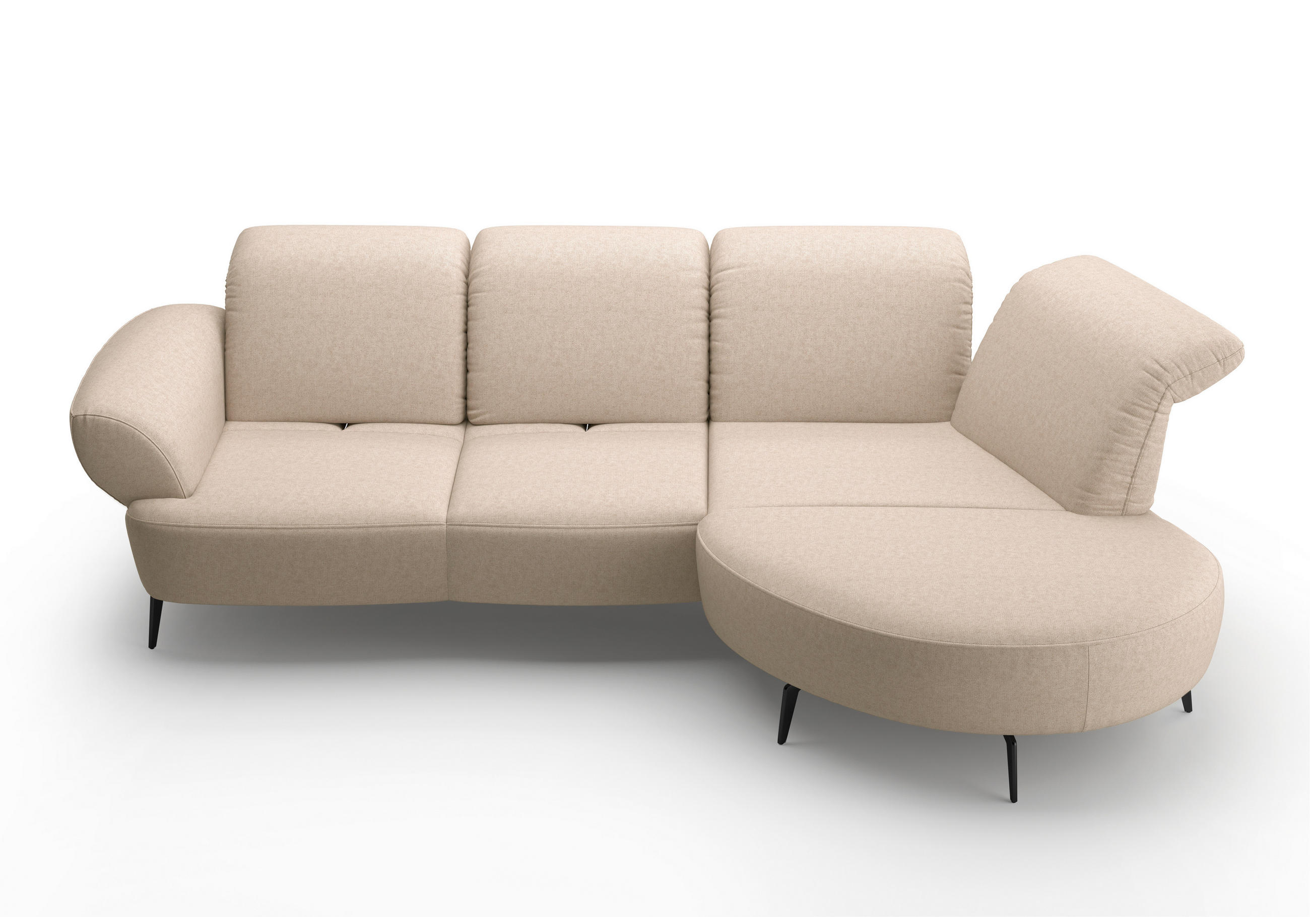 ECKSOFA in Flachgewebe Creme  - Creme/Schwarz, Modern, Textil/Metall (313/208cm) - Sit & More