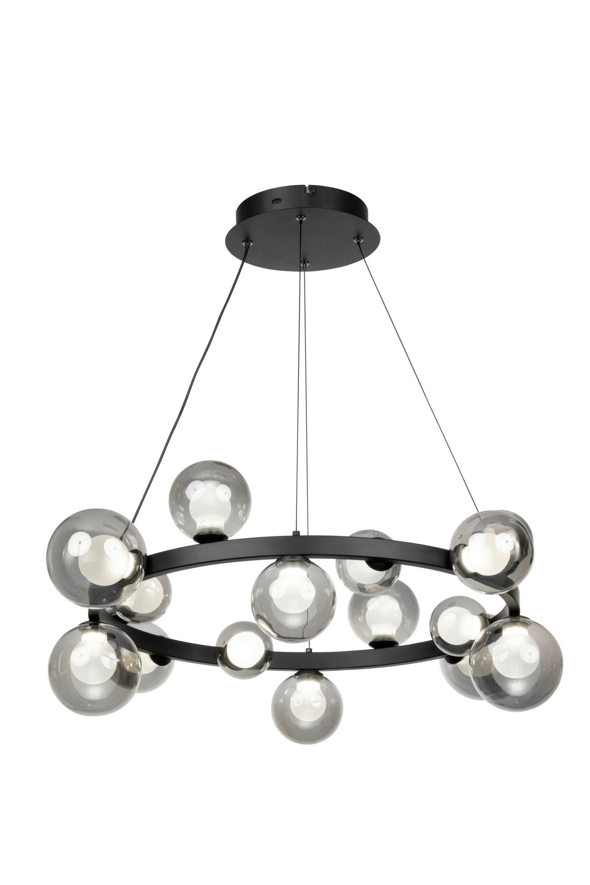 ZÁVESNÉ LED SVIETIDLO, 79,5/150 cm  - čiernohnedá, Design, kov/sklo (79,5/150cm) - Dieter Knoll