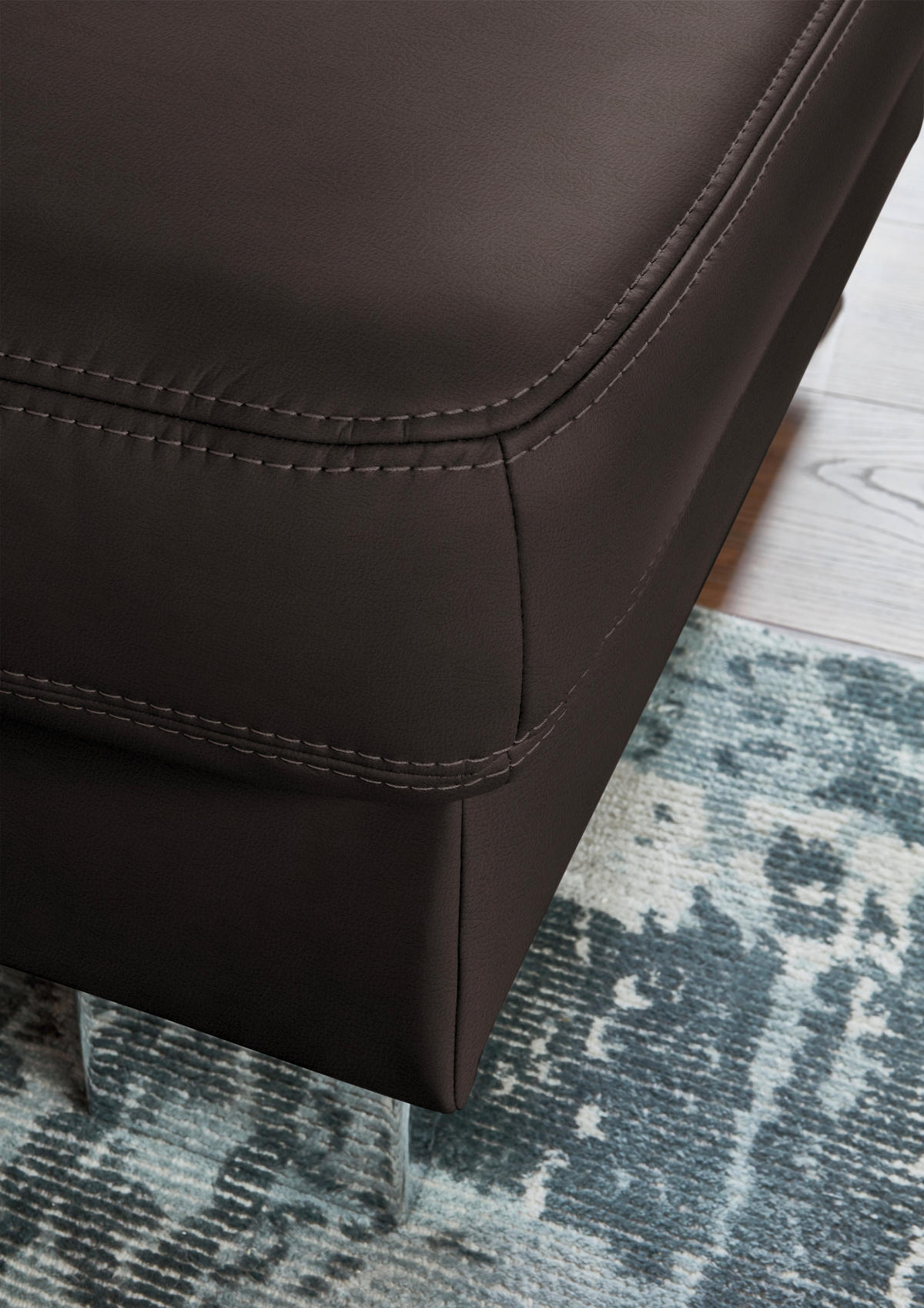 ECKSOFA  in Echtleder Mokka  248/235 cm  - Beige/Alufarben, Design, Leder/Metall (248/235cm) - Beldomo Premium