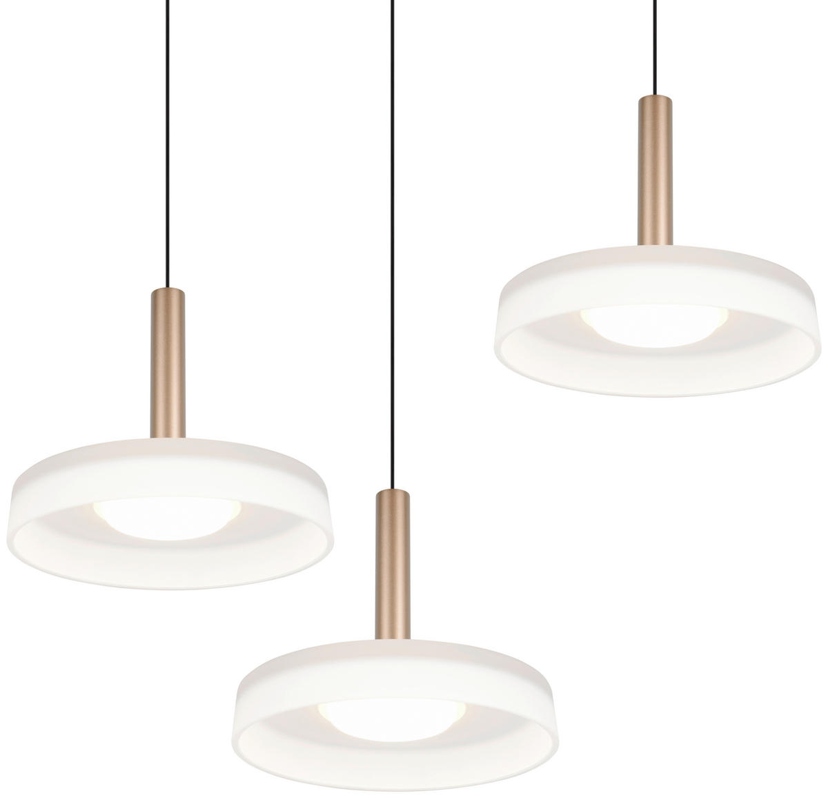 LED-PENDELLEUCHTE Celeste 35/200 cm   - Braun/Weiß, Design, Glas/Metall (35/200cm) - Trio Leuchten
