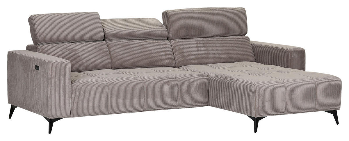 ECKSOFA  in Cord Taupe  257/170 cm  - Taupe/Schwarz, KONVENTIONELL, Textil/Metall (257/170cm) - Carryhome