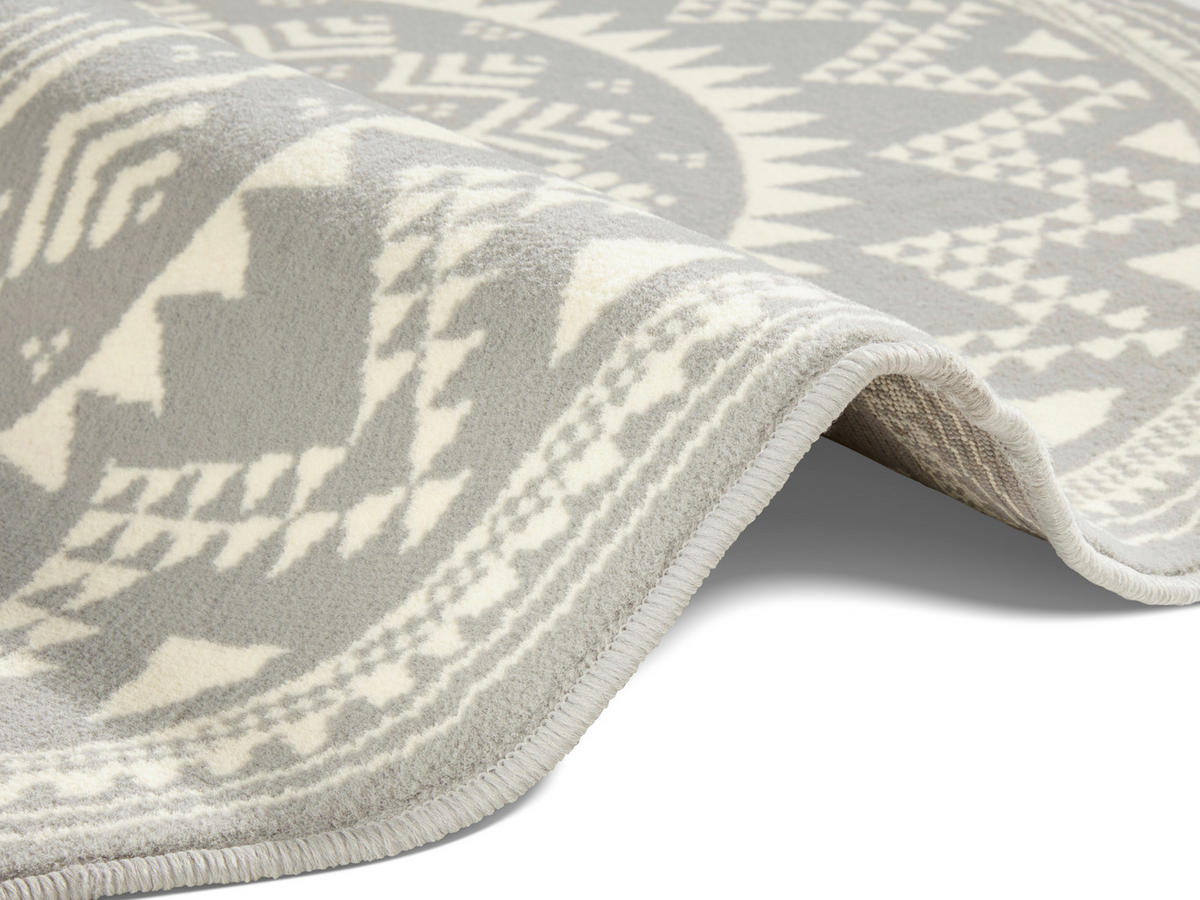 FLACHWEBETEPPICH 200 cm Celebration Weiß, Hellgrau  - Hellgrau/Weiß, Design, Kunststoff/Textil (200cm)