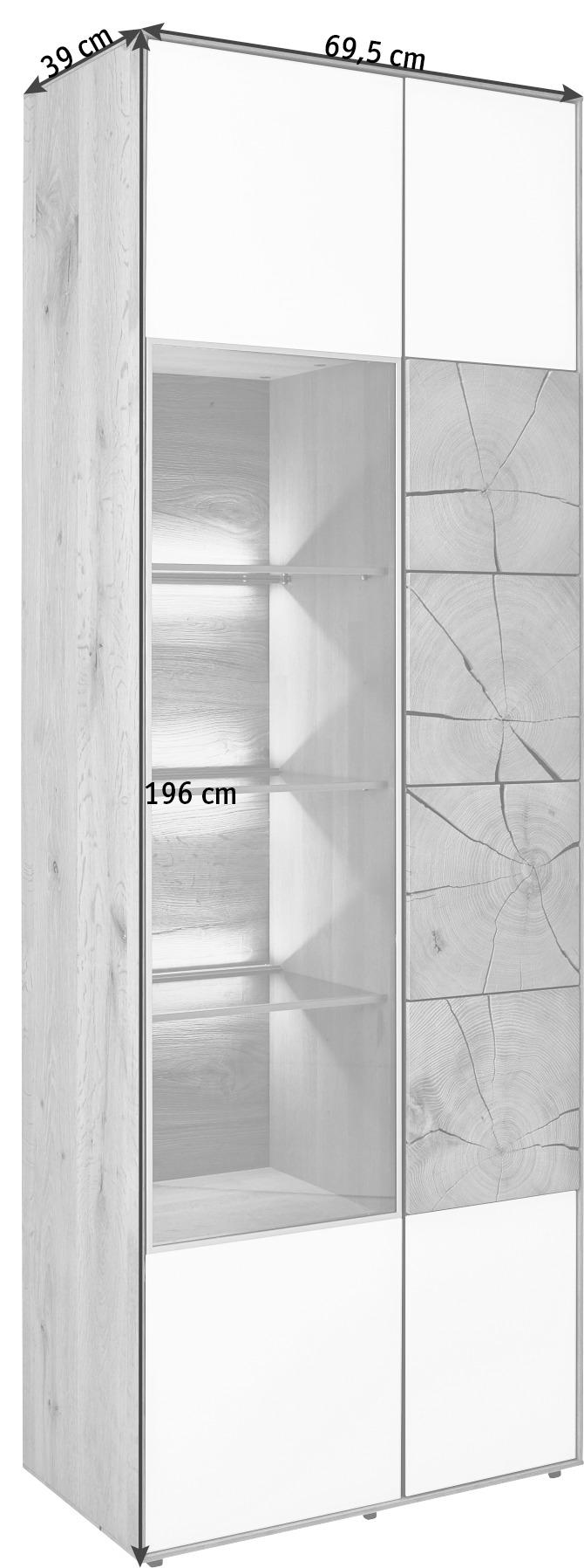 VITRINE in vollmassiv Kerneiche Eichefarben, Fango  - Fango/Eichefarben, Design, Glas/Holz (70/196/39cm) - Valnatura