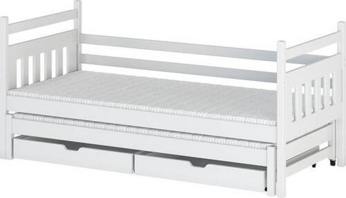 VÝSUVNÁ POSTEL, 90/200 cm, bílá - bílá/barvy břízy, Moderní, dřevo/kompozitní dřevo (90/200cm) - MID.YOU