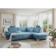 ECKSOFA in Mikrofaser Hellblau  - Wildeiche/Beige, Natur, Holz/Textil (286/236cm) - Voleo