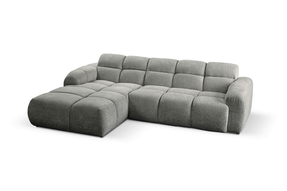 ECKSOFA links montierbar  VENTO Grau Struktur  - Schwarz/Grau, Design, Holz/Textil (175/255cm) - MID.YOU