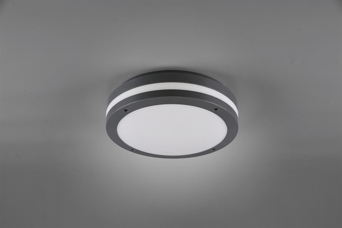 AUßENDECKENLEUCHTE KENDAL 30/9 cm  - Anthrazit/Weiß, Design, Kunststoff (30/9cm)