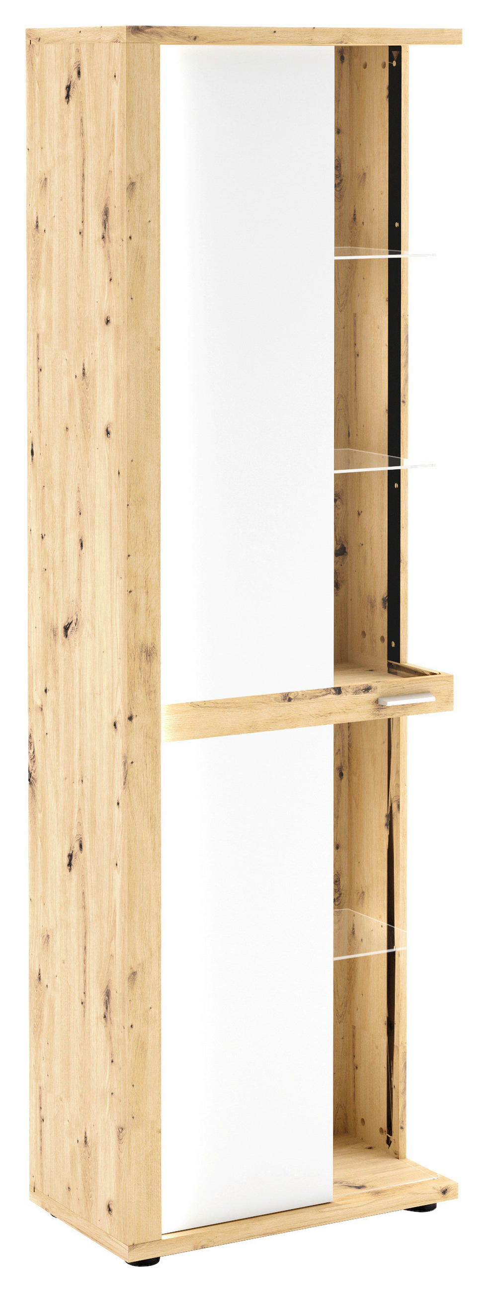 VITRINĂ  in alb  - argintiu/alb, Design, plastic/sticlă (66/209/37cm) - Livetastic