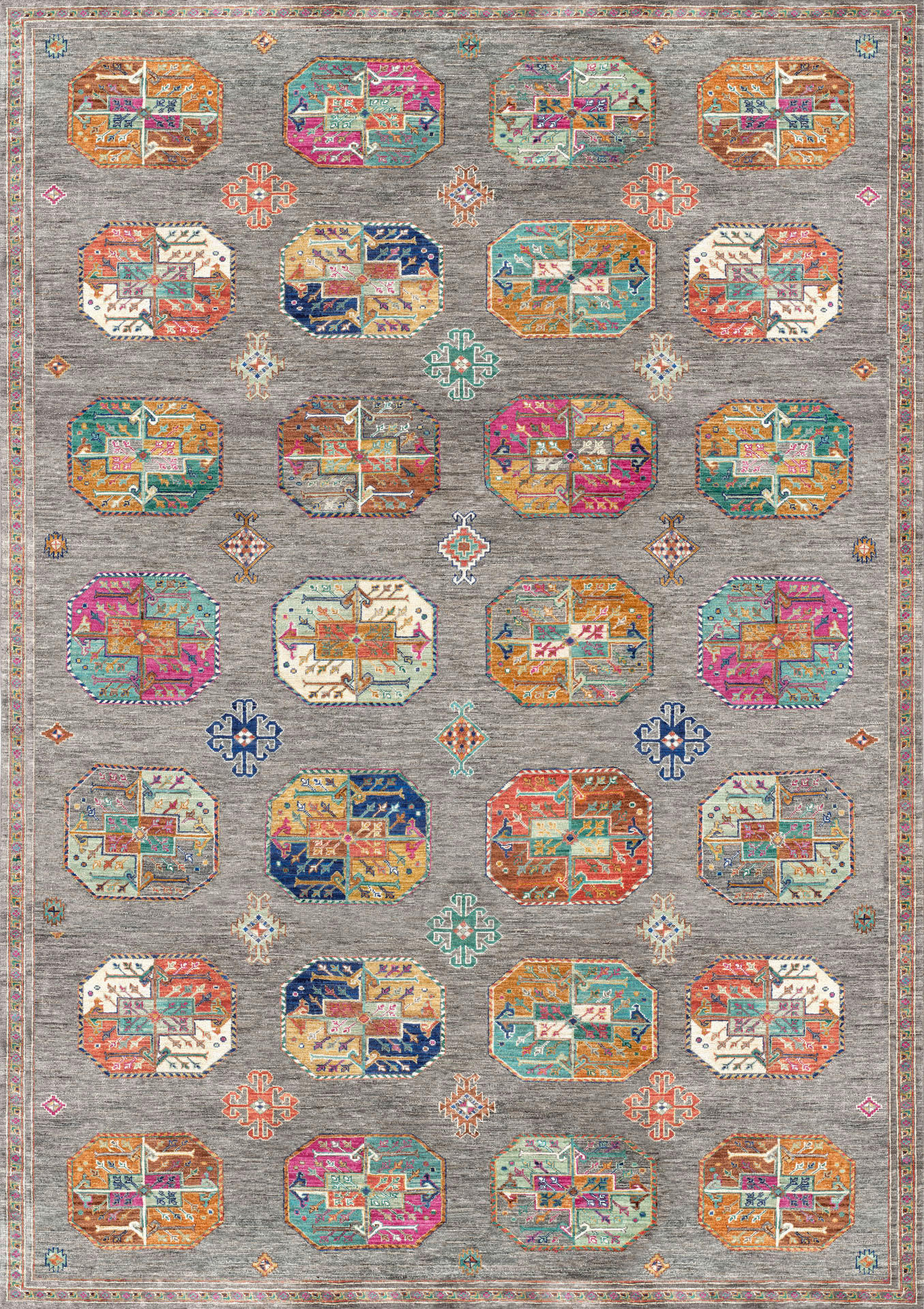 VINTAGE-TEPPICH Cortea Khamil 240/340 cm  in Grau, Türkis, Pink  - Türkis/Pink, LIFESTYLE, Kunststoff/Textil (240/340cm) - Lindorug