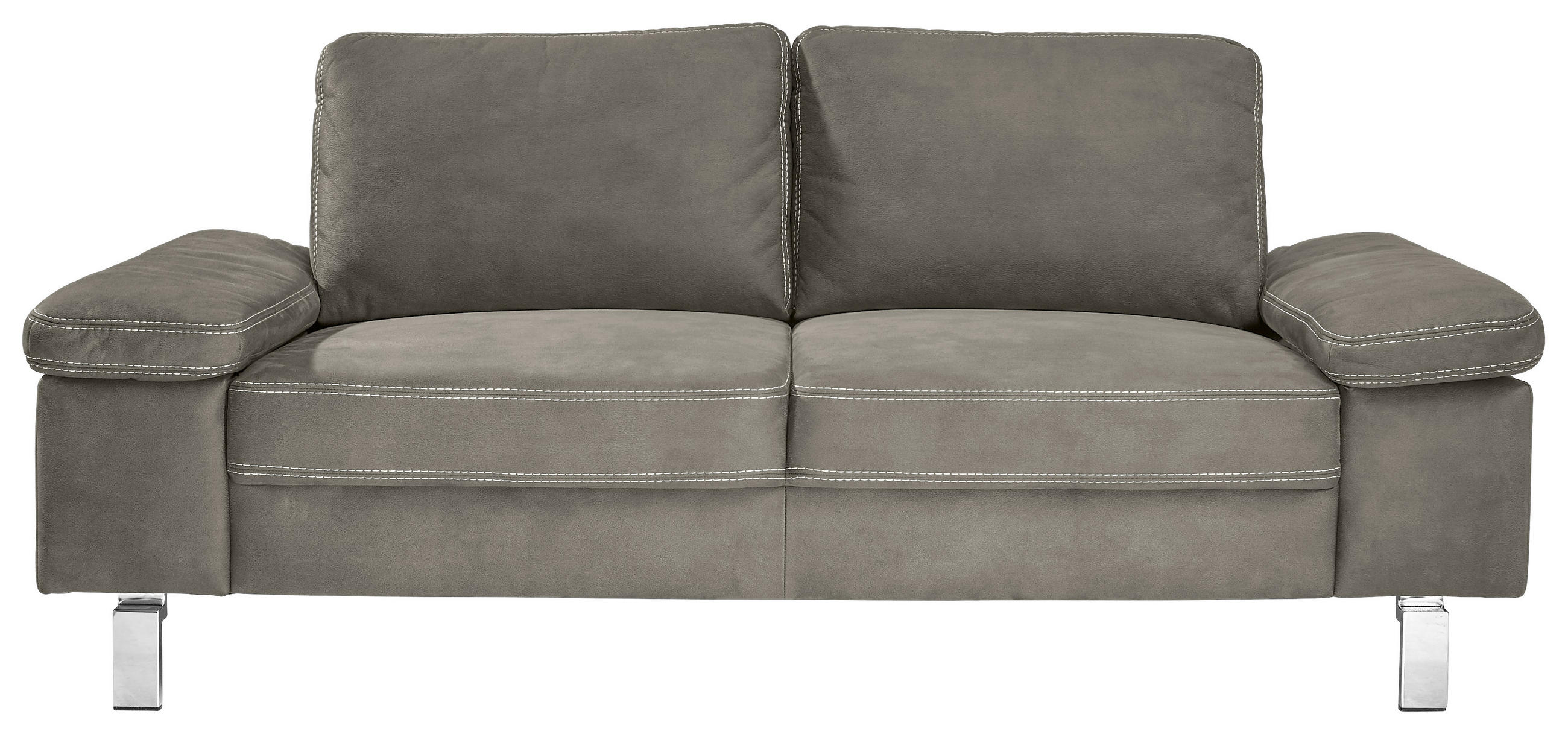 2-SITZER-SOFA Mikrofaser Taupe  - Taupe/Chromfarben, Design, Textil/Metall (194/86/97cm) - Hom`in
