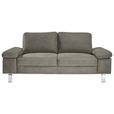 2-SITZER-SOFA Mikrofaser Taupe  - Taupe/Chromfarben, Design, Textil/Metall (194/86/97cm) - Hom`in