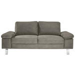 2-SITZER-SOFA  in Mikrofaser Taupe  - Taupe/Chromfarben, Design, Textil/Metall (194/86/97cm) - Hom`in