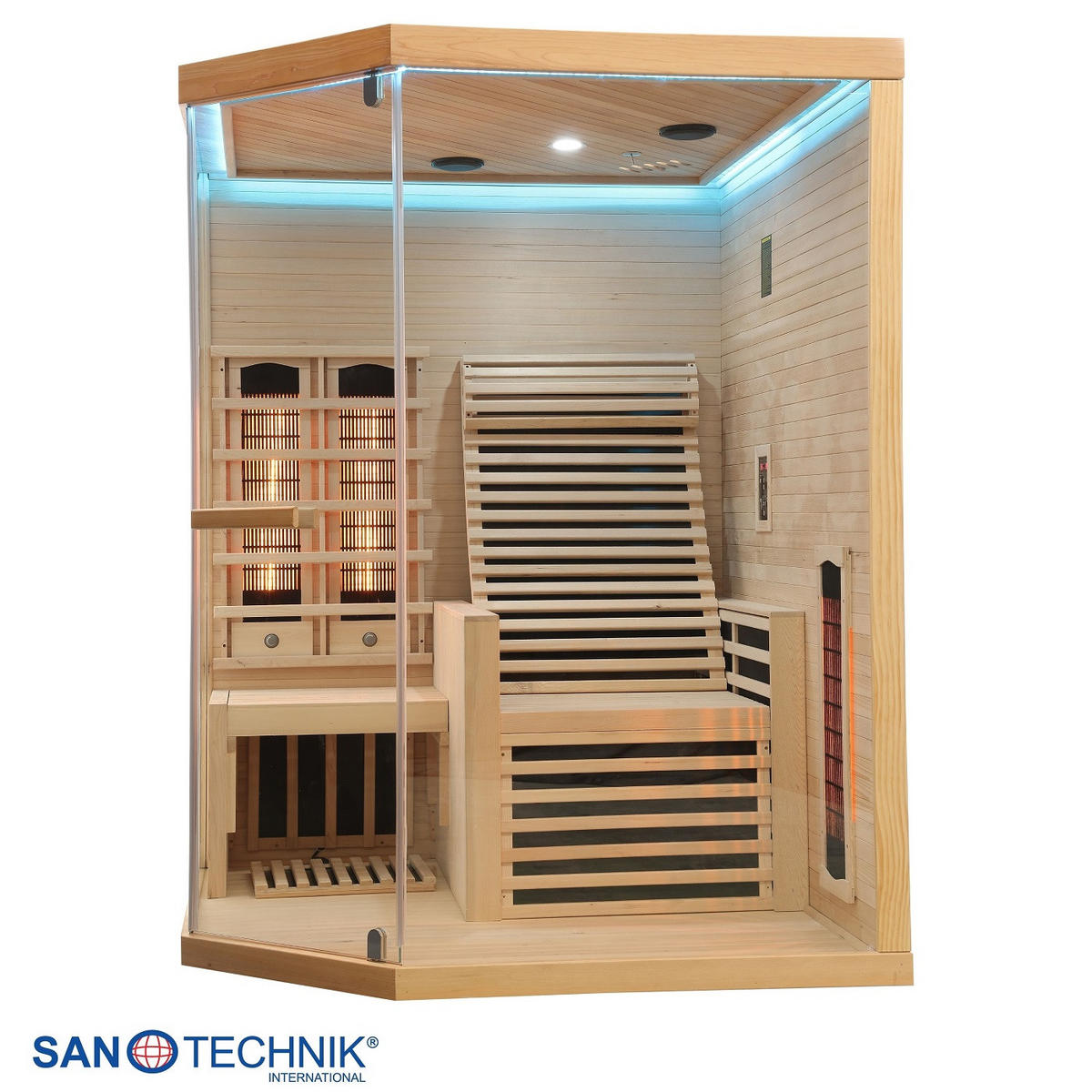 INFRAROTKABINE für 2 Personen Carbon 3  - Naturfarben, KONVENTIONELL, Holz (150/150/195cm) - Sanotechnik