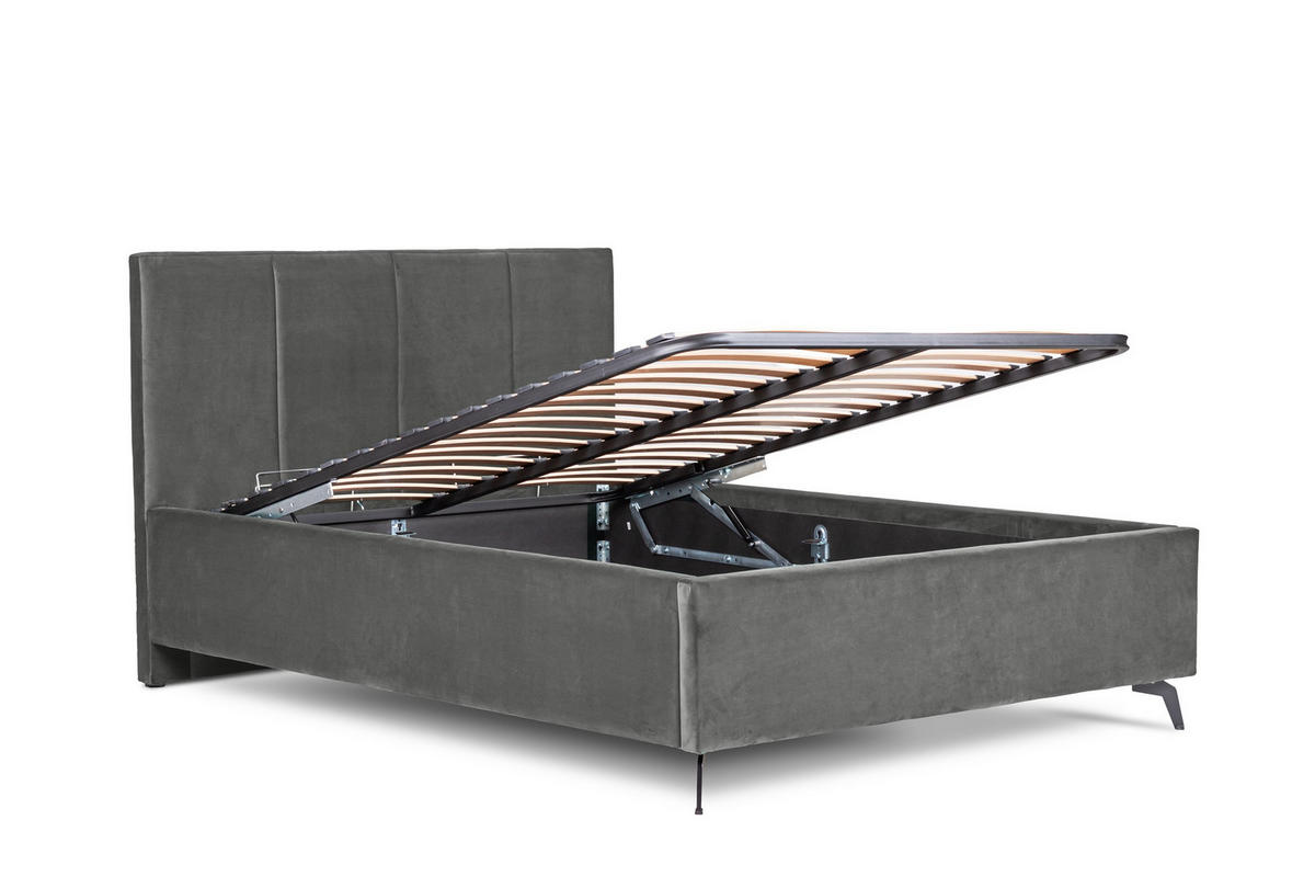 Pat Tapițat, 180/200 cm, gri - negru/gri, Basics, metal/lemn (180/200cm) - Hom`in