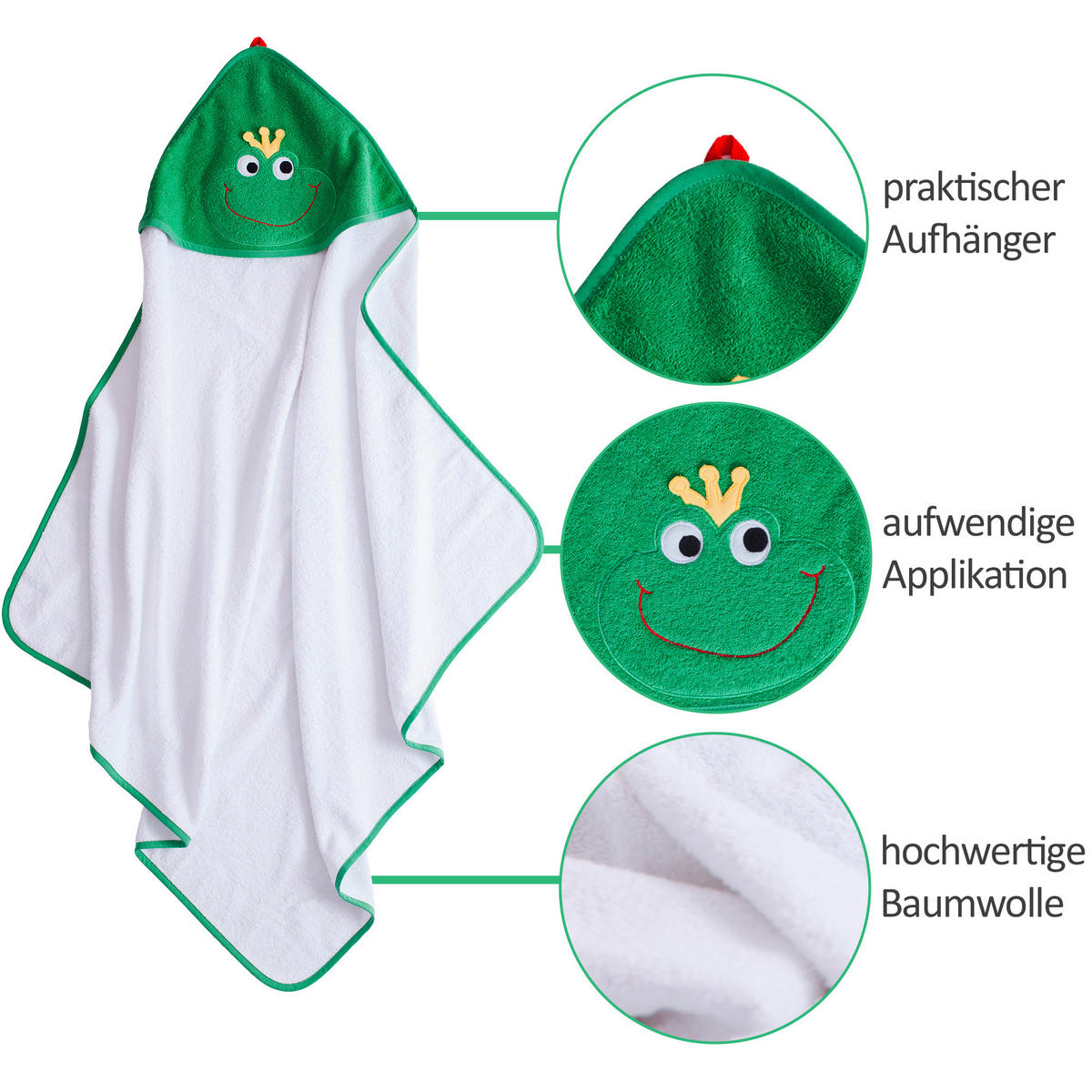 KAPUZENBADETUCH 100/100 cm    - Grün, Basics, Textil (100/100cm)