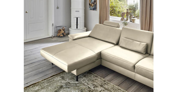 ECKSOFA in Echtleder Creme, Naturfarben  - Creme/Schwarz, Design, Leder/Metall (176/334cm) - Dieter Knoll