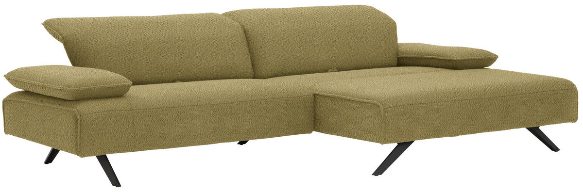 ECKSOFA in Flachgewebe Hellgrün  - Anthrazit/Hellgrün, Design, Textil/Metall (280/165cm) - Johann Jakob
