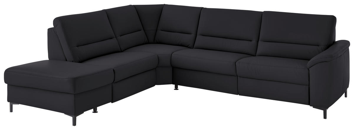 ECKSOFA  in Echtleder Schwarz  249/290 cm  - Schwarz, KONVENTIONELL, Leder/Metall (249/290cm) - Beldomo Premium