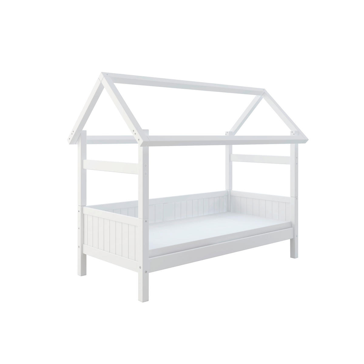 HAUSBETT 90/200 cm,  in Weiß, Rollrost  - Weiß, MODERN, Holz (90/200cm) - Chameo