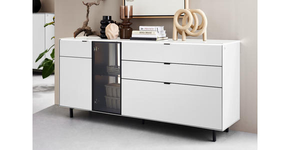 SIDEBOARD 186/82,8/46 cm  - Schwarz/Weiß, Design, Glas/Holz (186/82,8/46cm) - Dieter Knoll