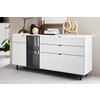 SIDEBOARD Weiß, Eichefarben  186,2/86,1/46 cm  - Eichefarben/Schwarz, Design, Glas/Holz (186,2/86,1/46cm) - Dieter Knoll