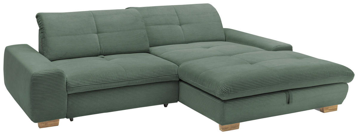 ECKSOFA Olivgrün Cord  - Eichefarben/Olivgrün, Design, Holz/Textil (276/198cm) - SetOne by Musterring