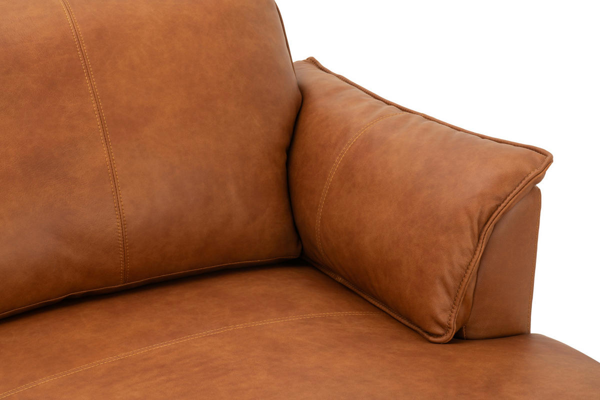 ECKSOFA Rostfarben Echtleder  - Rostfarben/Schwarz, Design, Leder/Metall (233/153cm) - Livetastic
