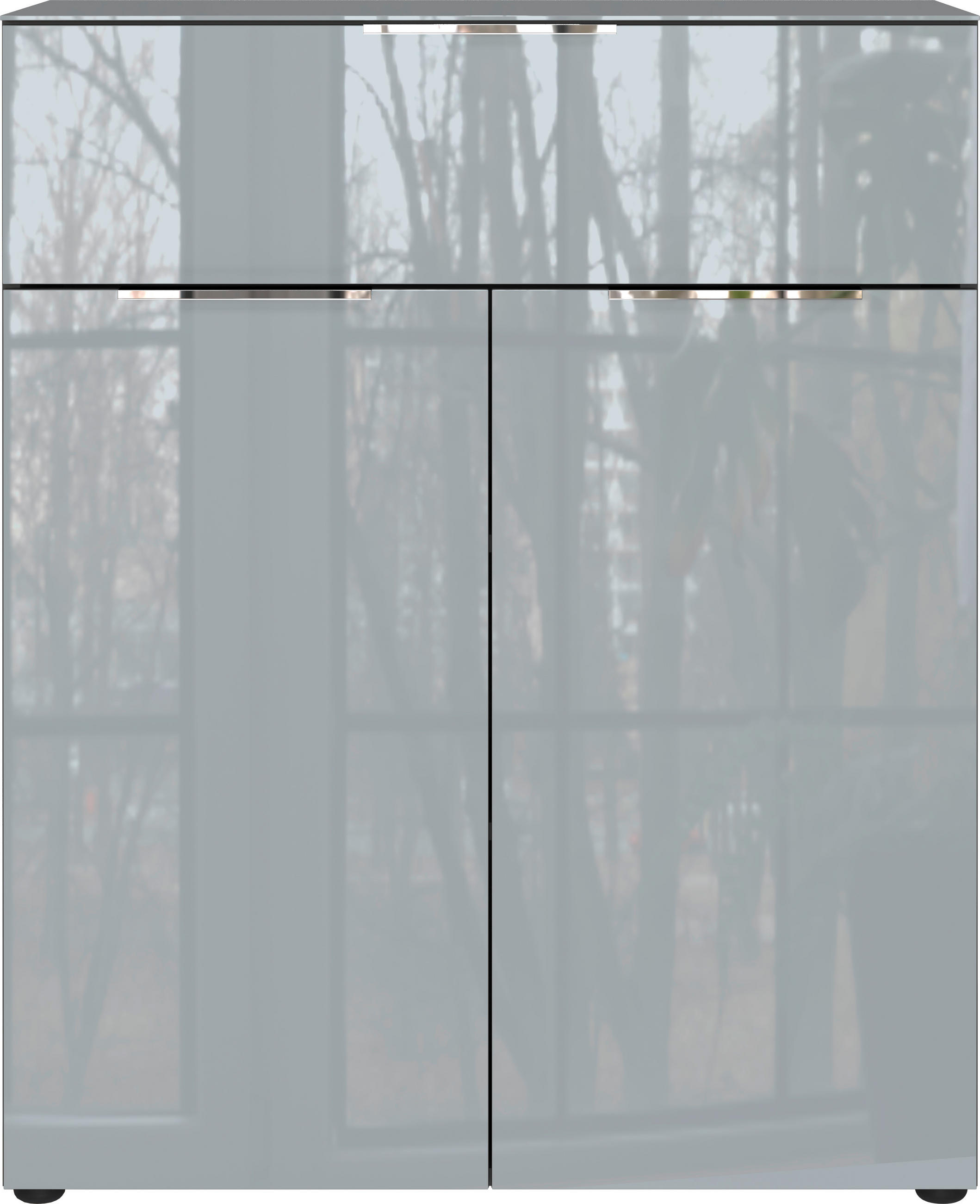 KOMÓD 83/102/42 cm  - grafitszürke/króm, Modern, műanyag/faalapú anyag (83/102/42cm) - Premium Living