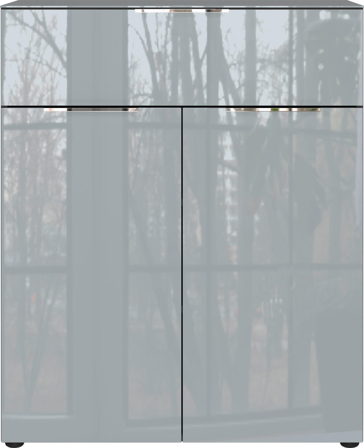 KOMÓD 83/102/42 cm  - grafitszürke/króm, Modern, műanyag/faalapú anyag (83/102/42cm) - Premium Living