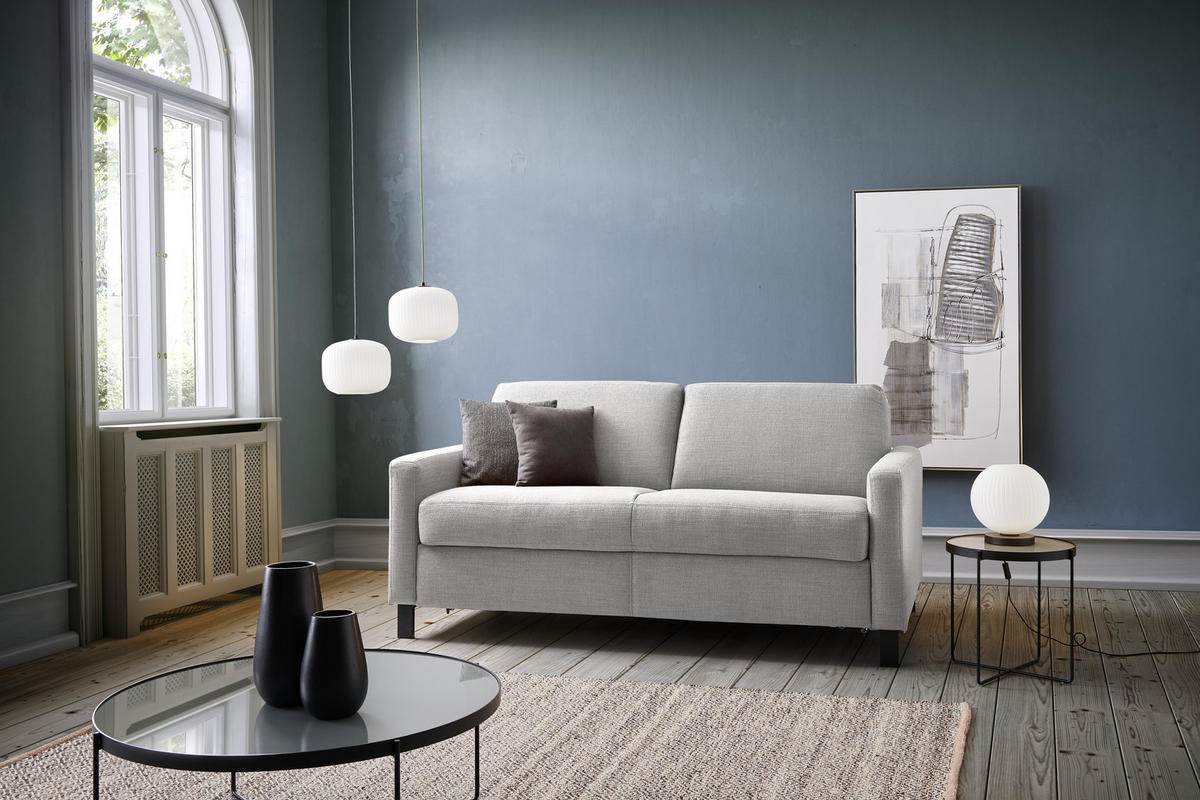 SCHLAFSOFA in Textil Hellgrau  - Hellgrau/Schwarz, Design, Holz/Textil (184/92/102cm) - Venda