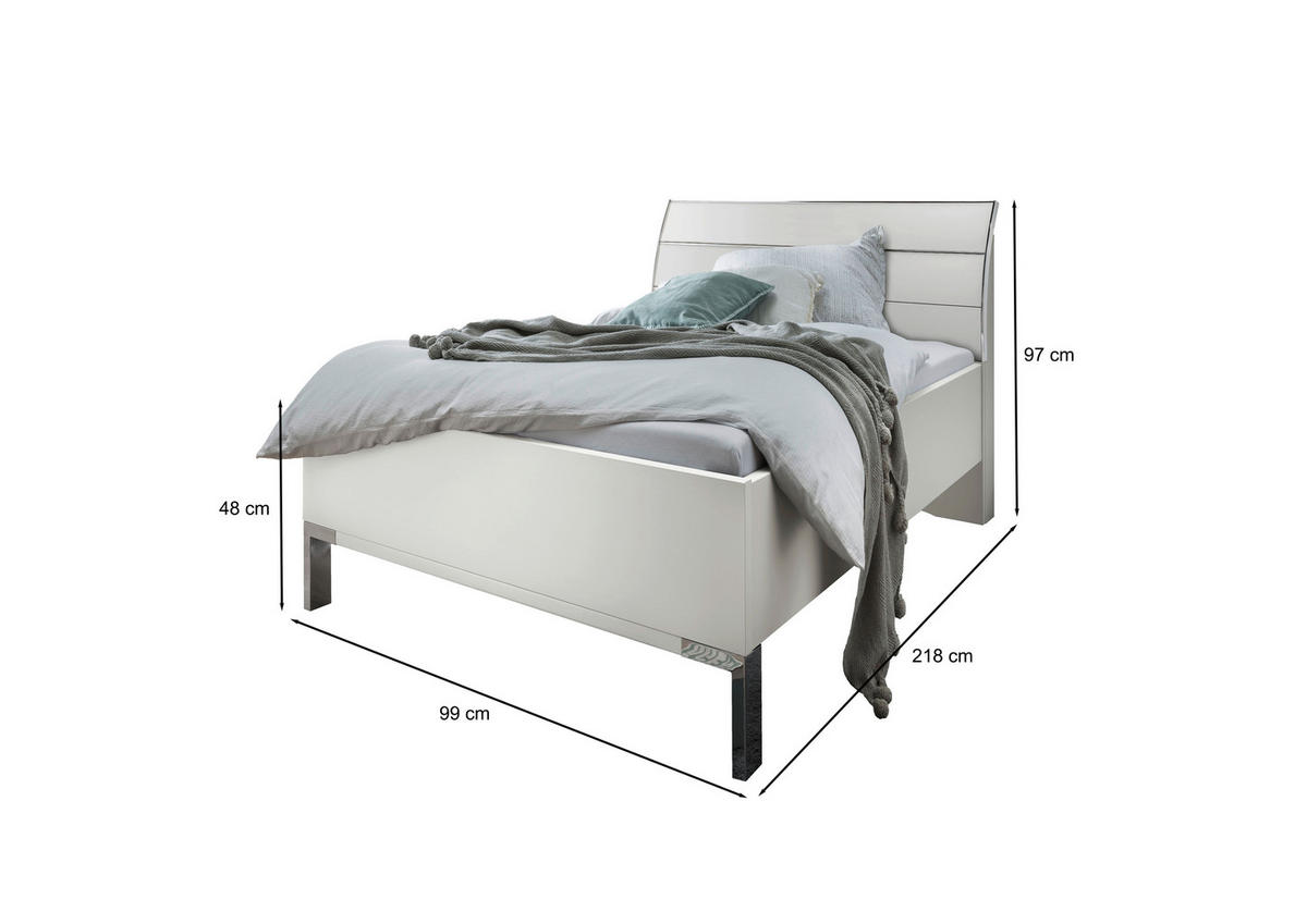 BETT 90/200 cm  in Weiss   - Chromfarben/Weiss, Konventionell, Holzwerkstoff/Metall (90/200cm) - Dieter Knoll