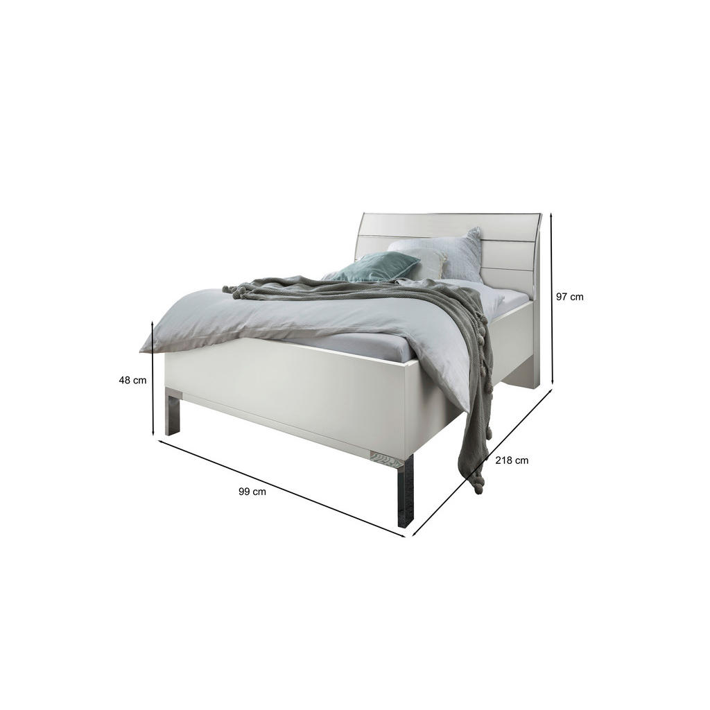 Thumbnail - Dieter Knoll Bett, Weiß, Metall, 90x200 cm, ISO 9001, Goldenes M, Made in Germany, in verschiedenen Größen erhältlich, S...