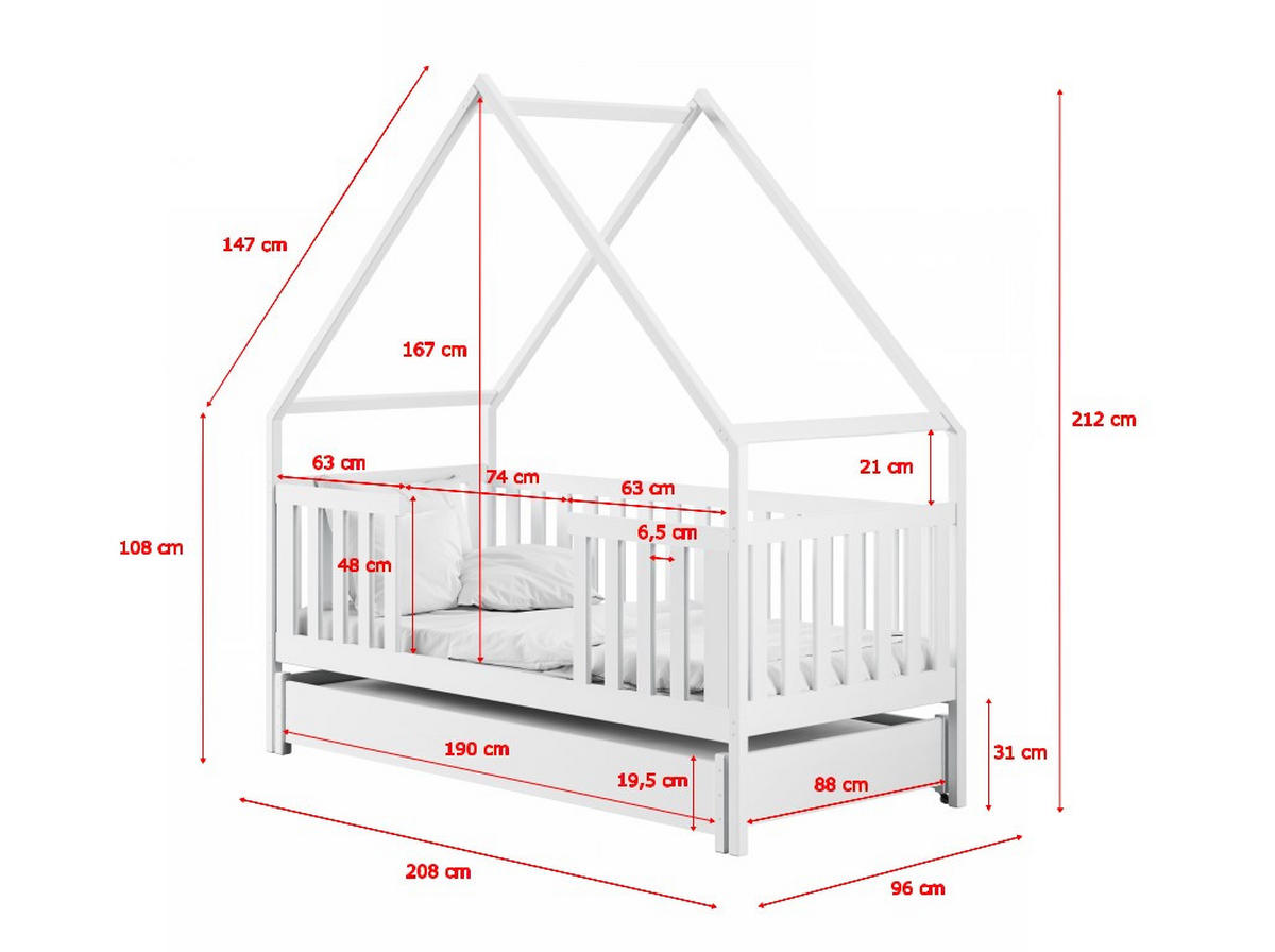 HAUSBETT Lattenrost, Matratzen 90/200 cm  - Birkefarben/Weiß, Basics, Holz/Holzwerkstoff (90/200cm) - Boxxx