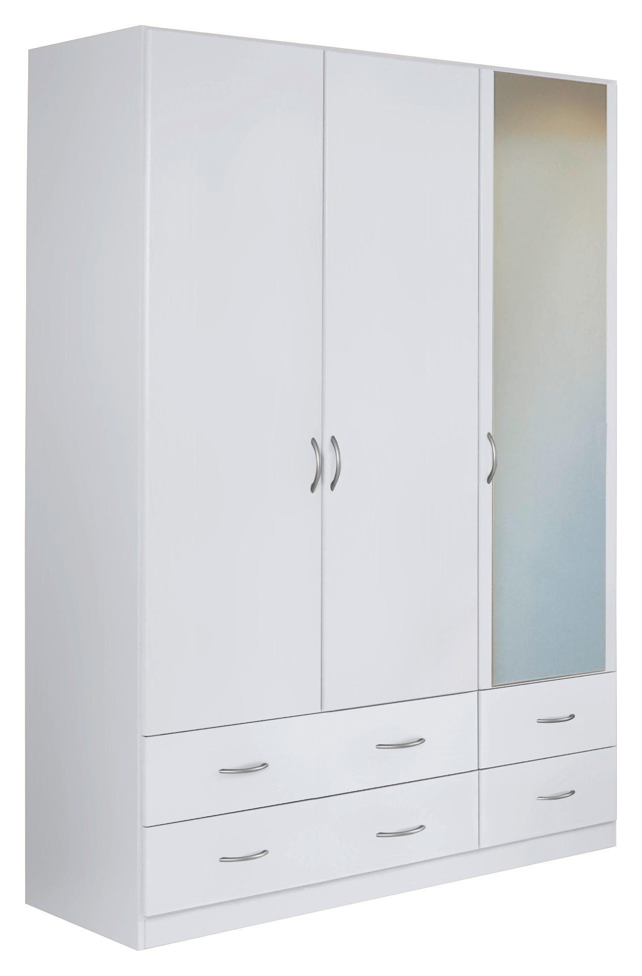 DREHTÜRENSCHRANK 136/197/54 cm 3-türig  - Silberfarben/Weiß, Design, Glas/Holzwerkstoff (136/197/54cm) - Boxxx