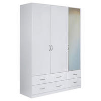 DREHTÜRENSCHRANK in Weiss  - Weiss/Silberfarben, Design, Glas/Holzwerkstoff (136/197/54cm) - Boxxx