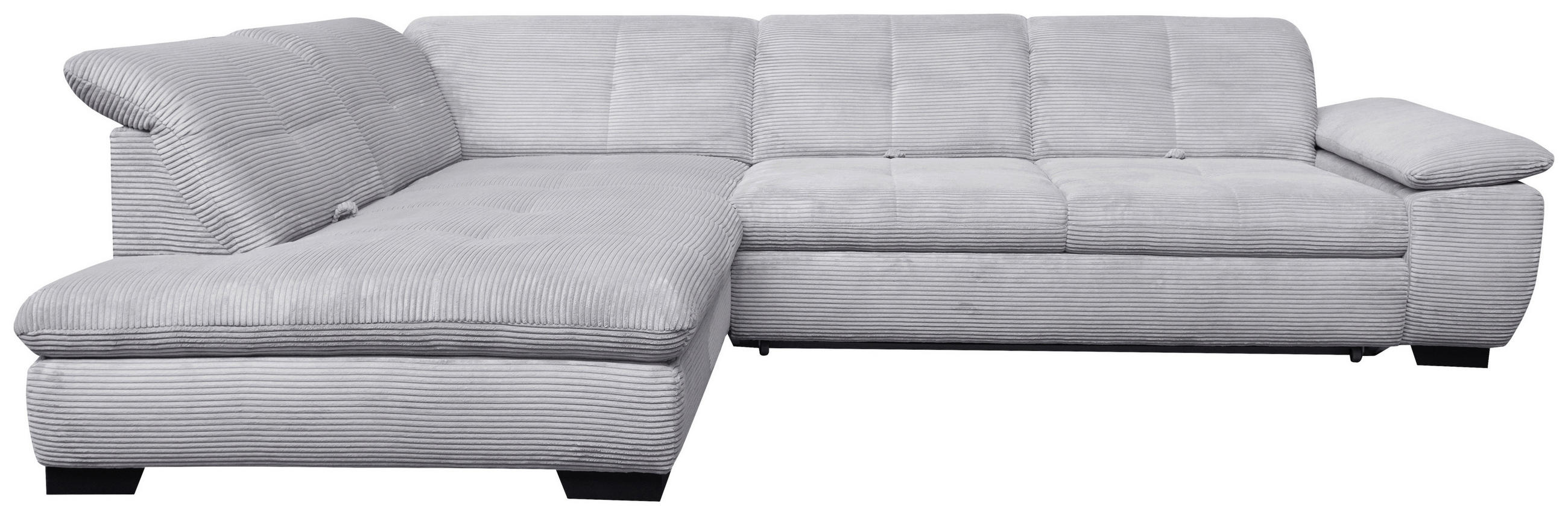 ECKSOFA Hellgrau Cord  - Hellgrau/Schwarz, Design, Textil/Metall (242/313cm) - Xora