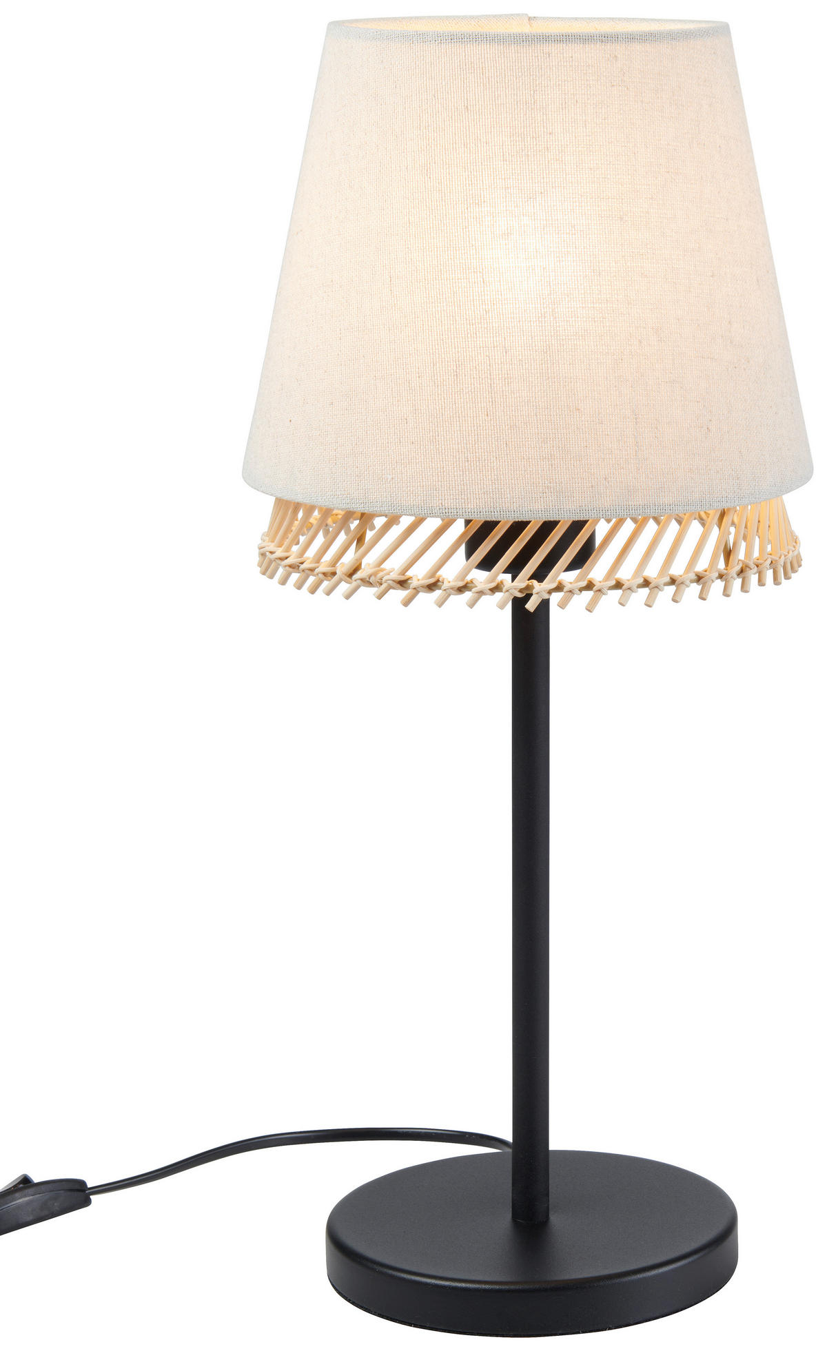 TISCHLEUCHTE 19/42,5 cm   - Schwarz/Braun, Natur, Holz/Textil (19/42,5cm)