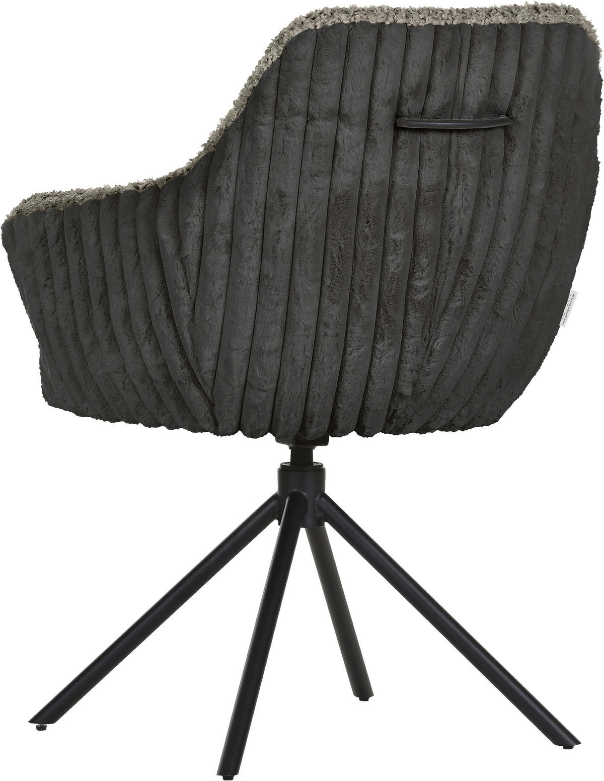 ARMLEHNSTUHL  in Eisen Teddystoff, Plüsch  - Hellgrau/Schwarz, LIFESTYLE, Textil/Metall (65/68/90cm) - home24
