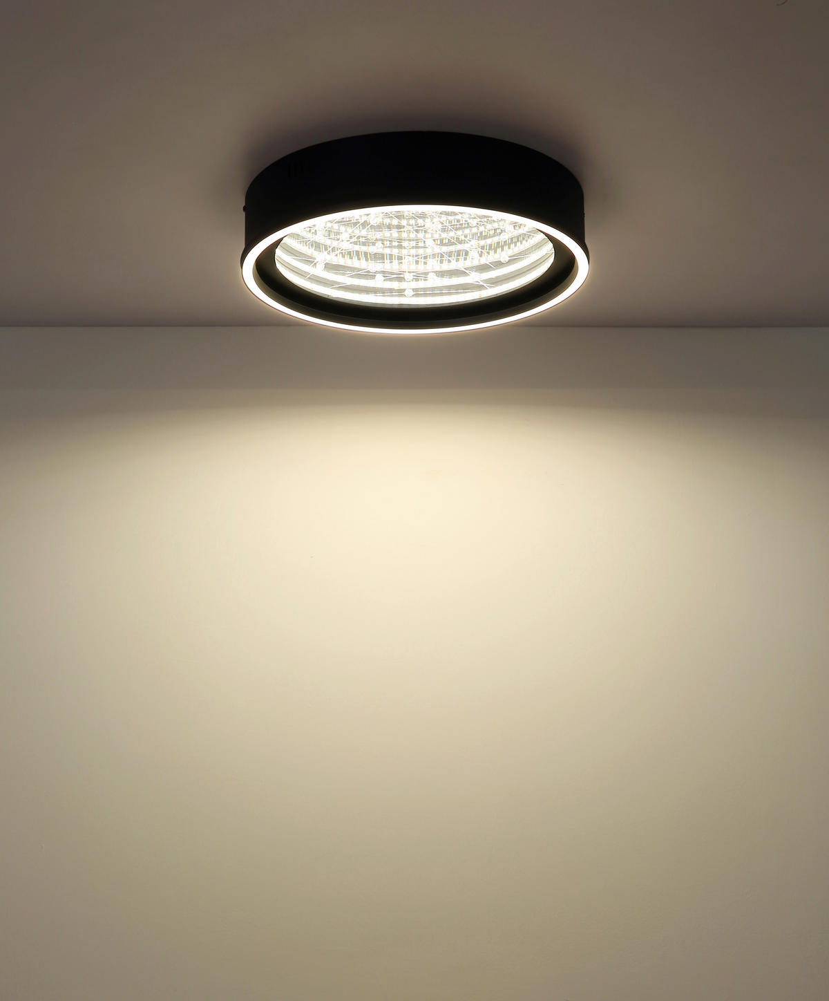 LED-DECKENLEUCHTE 40/8,5 cm   - Klar/Schwarz, Design, Glas/Kunststoff (40/8,5cm) - Globo