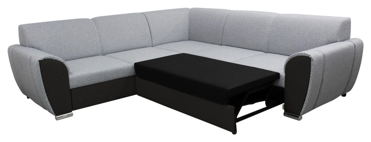 ECKSOFA in Flachgewebe Schwarz, Hellgrau  266/266 cm  - Silberfarben/Hellgrau, Design, Kunststoff/Textil (266/266cm) - Livetastic