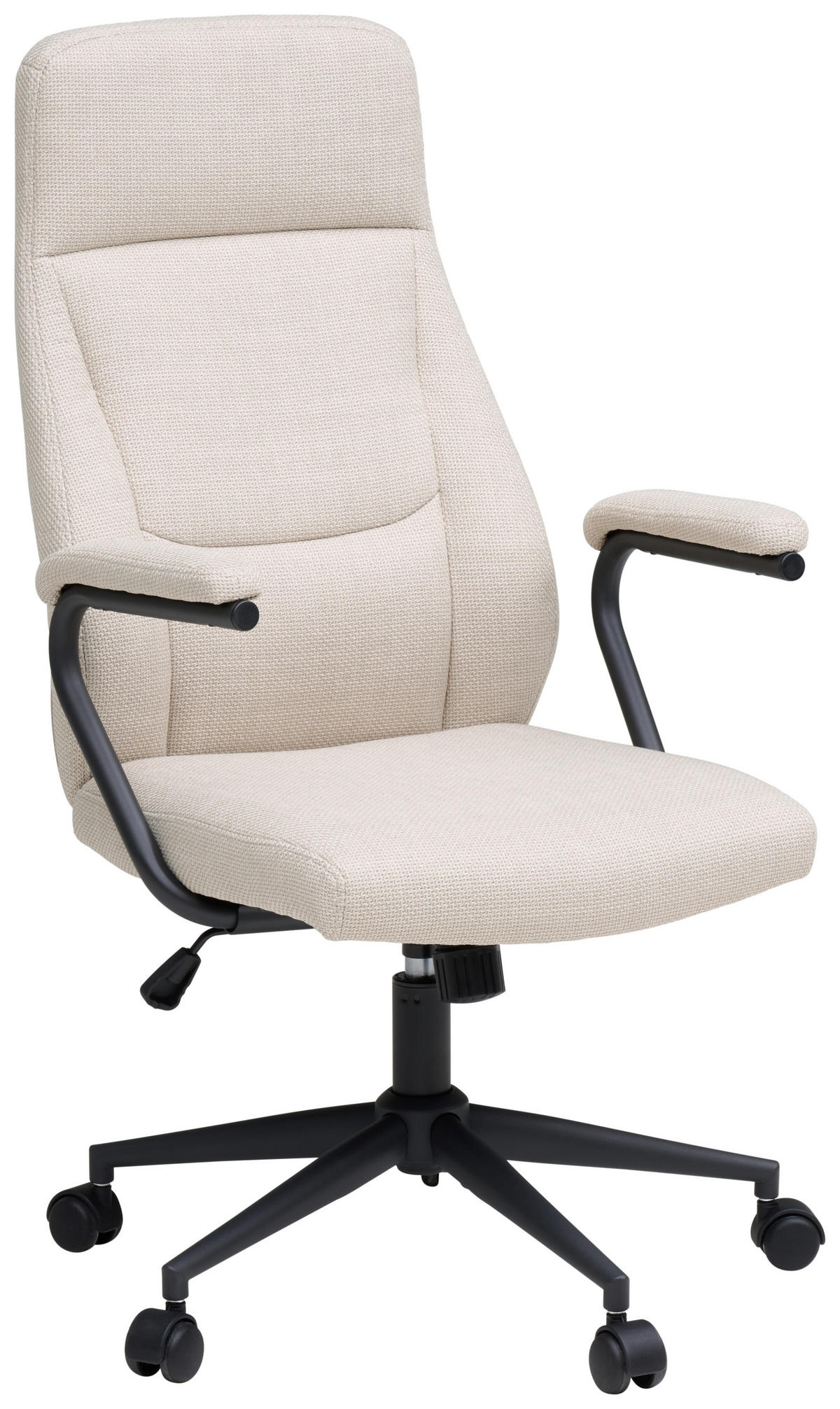 DREHSTUHL Webstoff Creme, Schwarz  - Creme/Schwarz, MODERN, Kunststoff/Textil (60/106-114/65cm) - MID.YOU