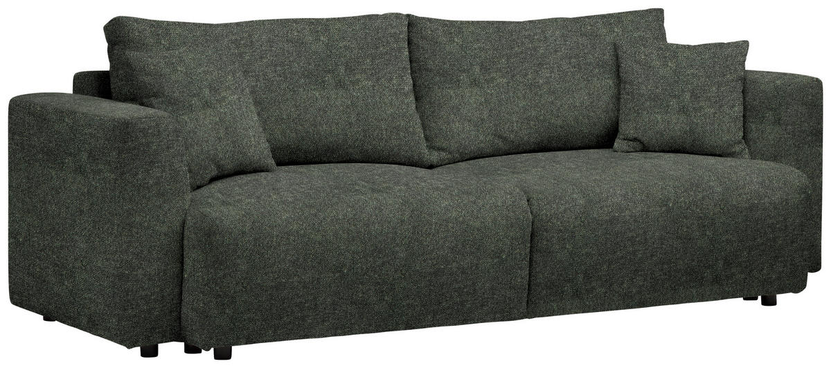 SCHLAFSOFA Velours Dunkelgrün  - Dunkelgrün/Schwarz, Design, Kunststoff/Textil (250/92/105cm) - Carryhome
